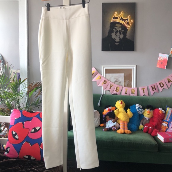 Odd Muse London Ultimate Straight Leg Crepe Lined Cream Trousers Size Small - Picture 3 of 9